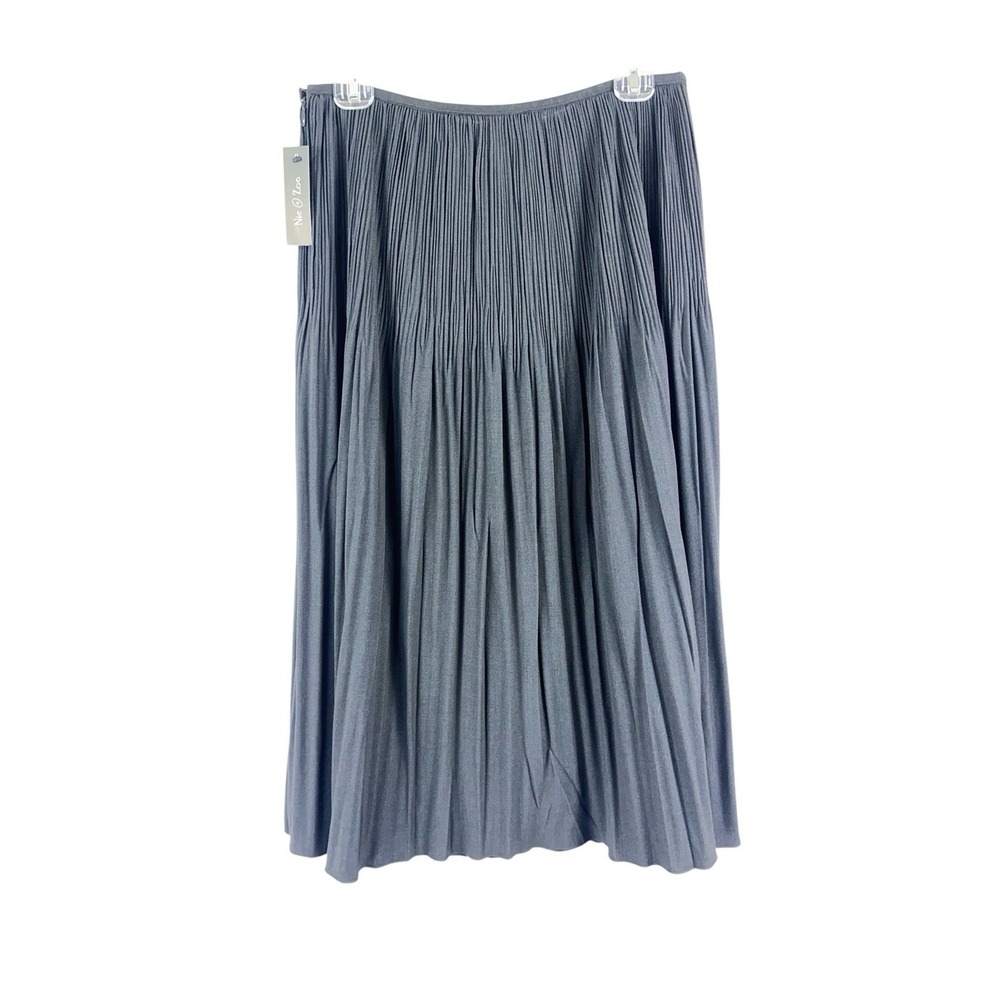 Nic + Zoe Gray Skirt Sz 10 Pleated Midi Skirt Quiet Luxury Minimalist Old Money - Picture 3 of 6